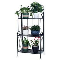 Zimtown Metal Foldable 3-Tier Plant Stand & Home DÃ©cor Display Rack, Black