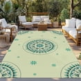 thumbnail image 2 of Green Floral Outdoor Rug for Patio/Deck/Porch, Non-Slip Large Area Rug 6 x 9 Ft, round Floral Ethnic Abstract Patterned Indoor Outdoor Rugs Washable Area Rugs, Reversible Camping Rug Carpet Runner, 2 of 8