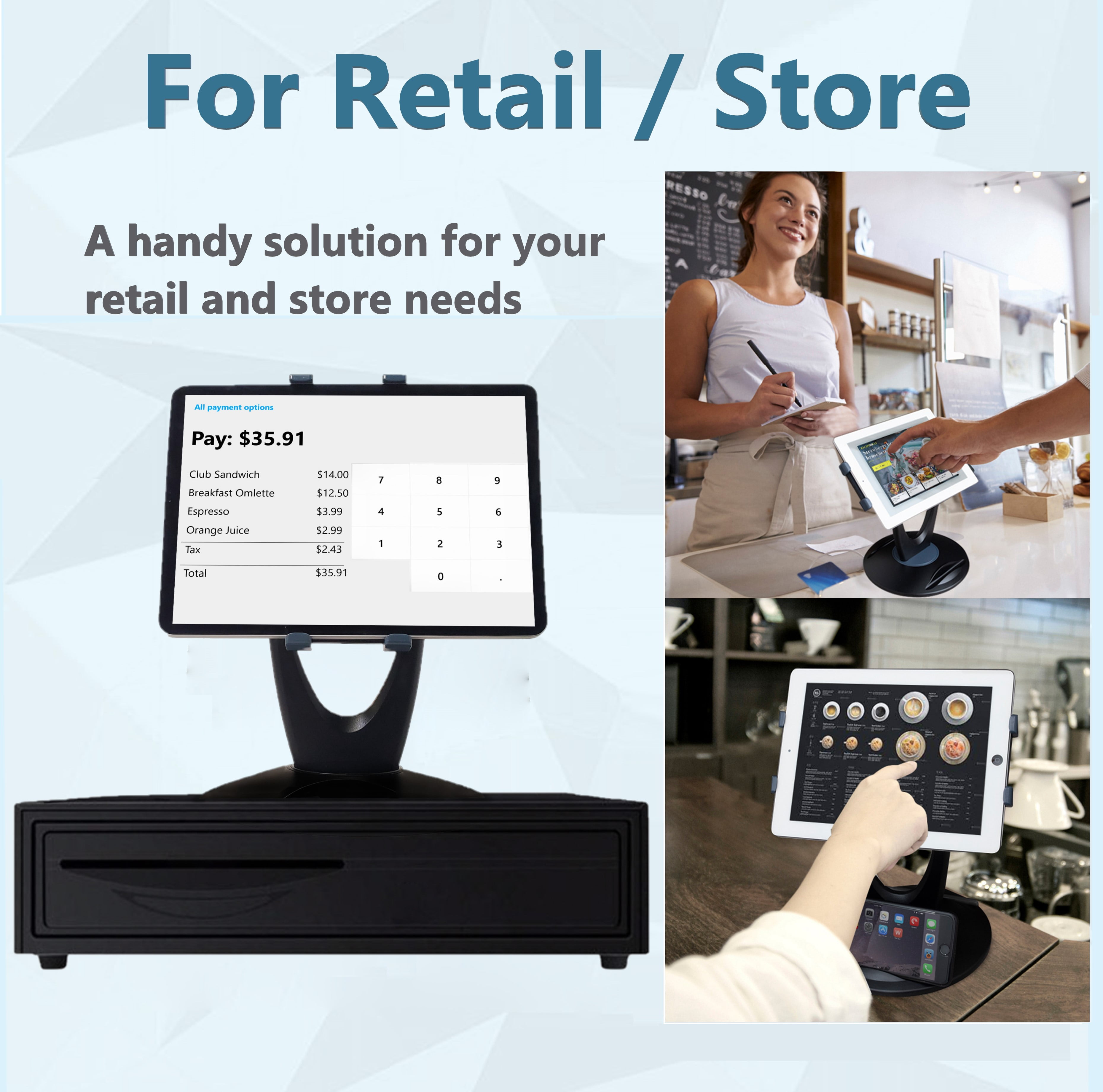 MAX SMART Adjustable iPad Stand, Register Tablet Desk