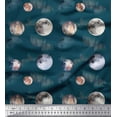 thumbnail image 1 of Soimoi Blue Rayon Fabric Planet Galaxy Print Fabric by the Yard 42 Inch Wide, 1 of 3