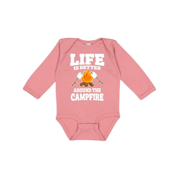 Inktastic Life is Better Around The Campfire Boys or Girls Long Sleeve Baby Bodysuit