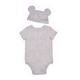 thumbnail image 4 of Disney 3 Pack Mickey Mouse Jogger and creepers Set with Cap, Bodysuit Bundle for Baby, Size NB Off-White, 4 of 5