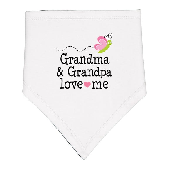 Inktastic Grandma and Grandpa Love Me Granddaughter Butterfly Baby Bandana Bib