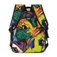 thumbnail image 4 of Zufioo Colorful Pug Print Casual Student Backpack, Adjustable Shoulder Straps Multi-Function Multi-Pocket Sports Bag Travel Backpack, Unisex-One Size, 4 of 5