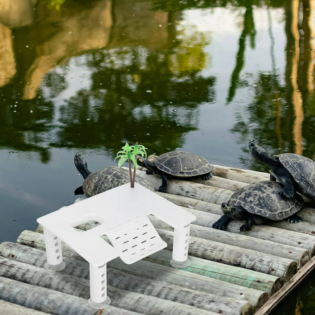 UPOUART White Turtle Basking Platform for Aquarium with Stable ABS Material and Easy Installation
