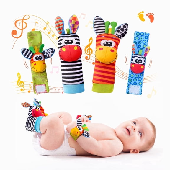 Wrist Rattles Foot Finder Socks Set, Infant Rattle Socks and rattles Wrist, Soft Newborn Sensory Toys, Infant Wrist Rattles for Babies 0-6 Months,Baby Gifts 6-12 Months, Boys and Girls Baby Gifts
