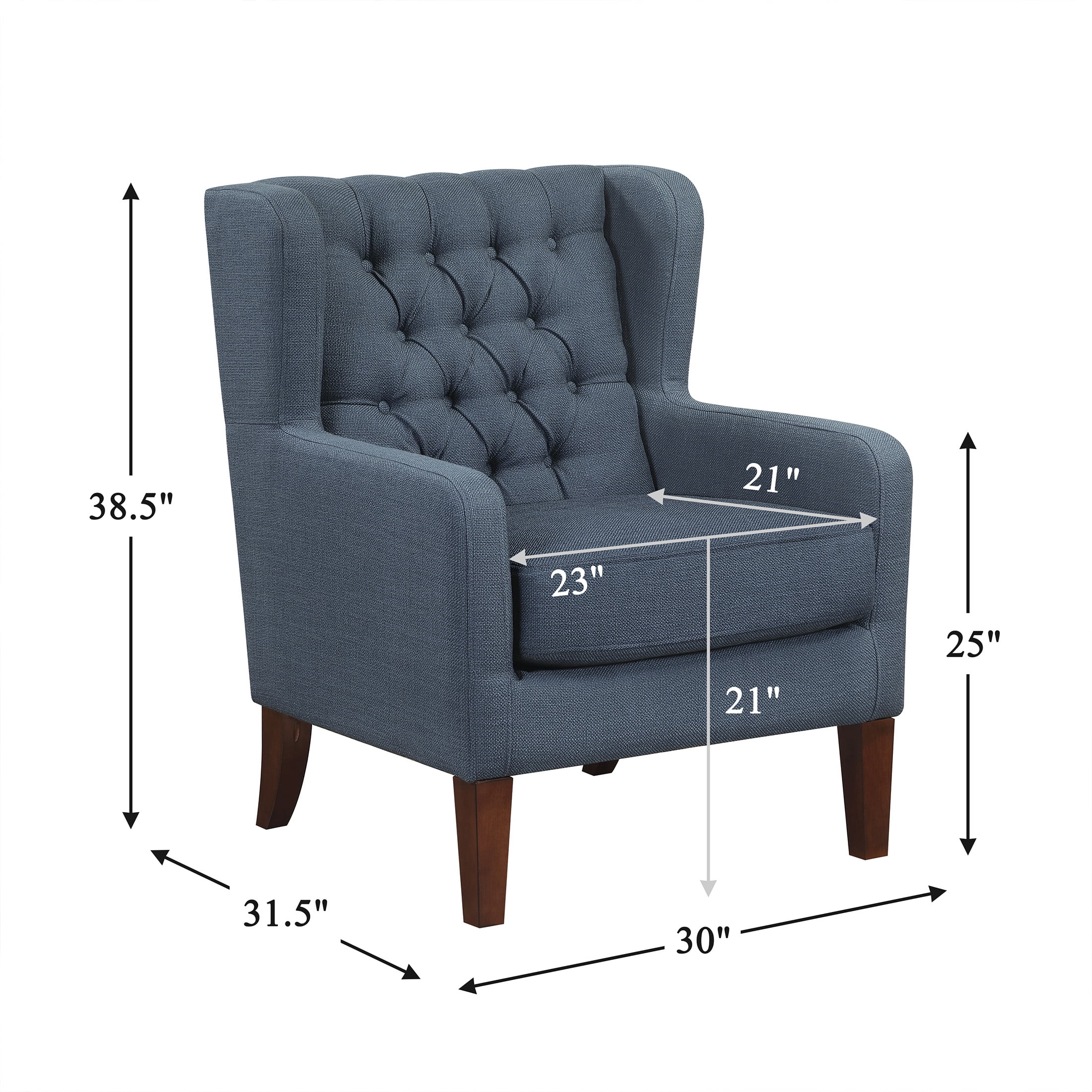 OakvillePark Varen Textured Fabric Buttom-Tufted Wing Back Accent Chair, Blue