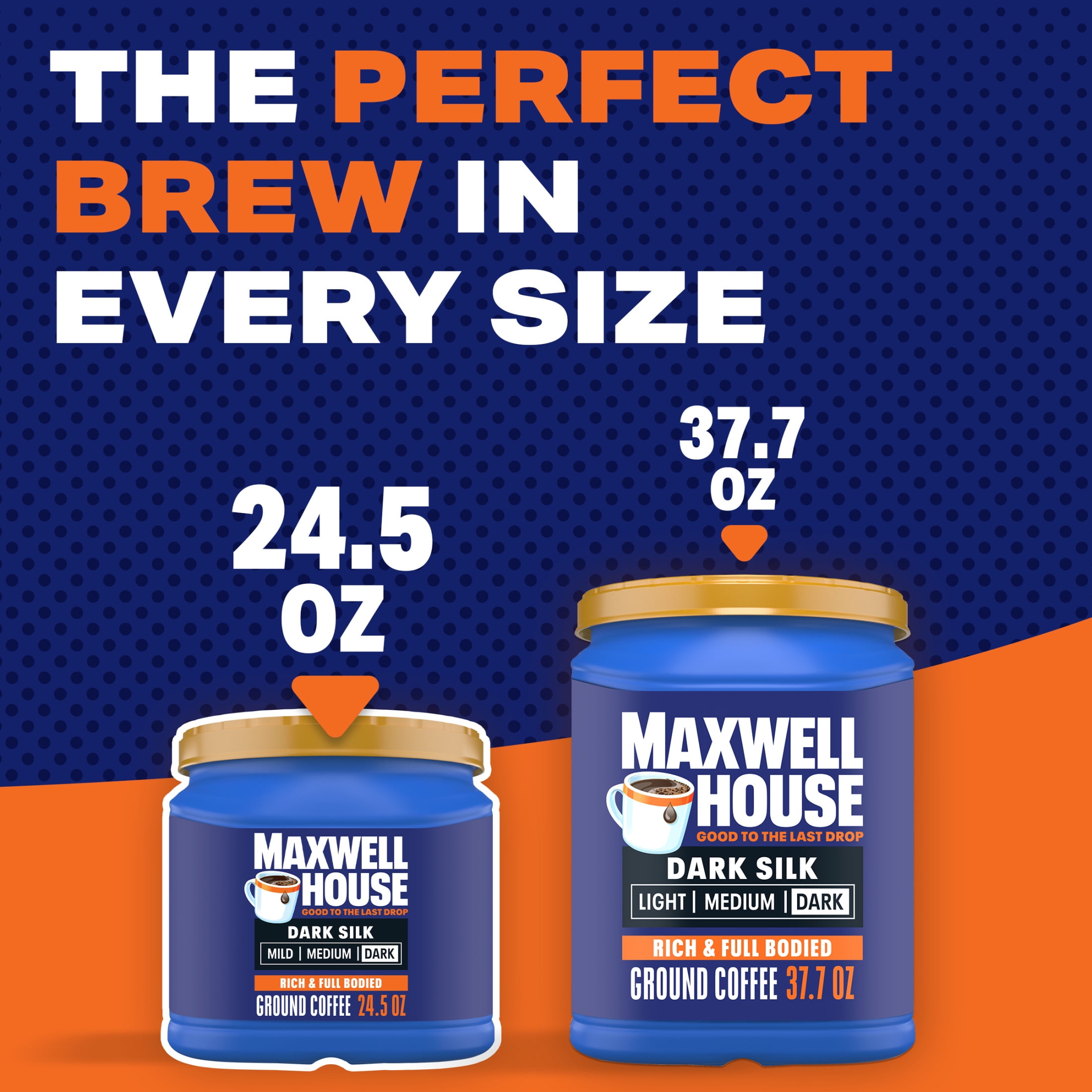 Maxwell House Dark Silk Dark Roast Ground Coffee, 24.5 oz Canister