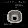 thumbnail image 3 of Houzer HW-LAG2BF Hammerwerks Series Undermount Copper Single Bowl Bar/Prep Sink, Pewter, 3 of 4