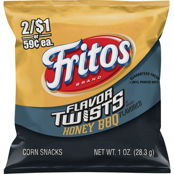 Fritos Flavor Twists Honey BBQ Flavored Corn Snacks Snack Chips, 1oz Bag