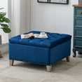 thumbnail image 3 of WestinTrends 29.5" Wide Velvet Tufted Square Ottoman With Storage, Royal Blue, 3 of 12