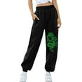 thumbnail image 3 of Hpapadks Pants for Women Elasticized High Waist Wide Leg Dragon Print Sweatpants with Drawstring Womens Slacks Green XXXL, 3 of 5