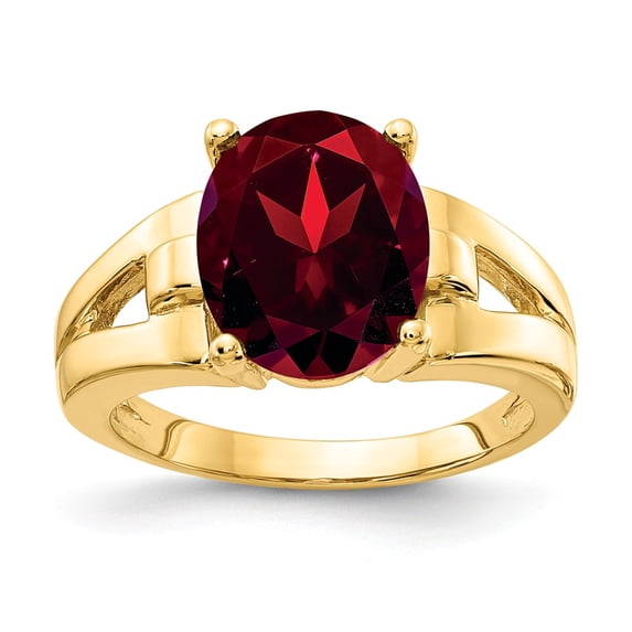 Solid 14k Yellow Gold 11x9mm Oval Garnet January Red Gemstone Engagement Ring Size 8.5