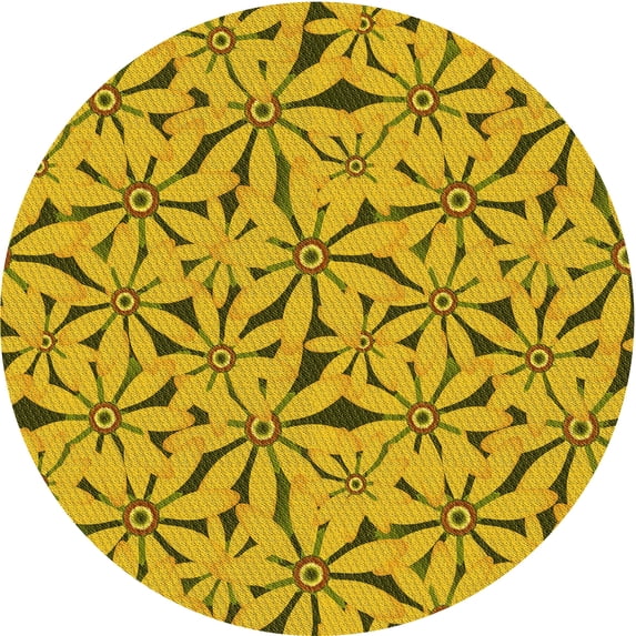 Ahgly Company Machine Washable Indoor Round Transitional Dark Bisque Brown Area Rugs, 3' Round