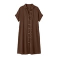 thumbnail image 5 of Noric Women's Collared Short Sleeve Midi Shirt Dresses Button Front Loose Fit Casual Solid Cover Up Dresses for Beach Vacation Daily, 5 of 6
