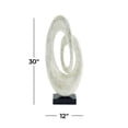 thumbnail image 3 of 12" x 30" White Mother of Pearl Shell Swirl Abstract Sculpture with Black Base, by DecMode, 3 of 10