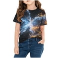 thumbnail image 4 of FAHXNVB Girls' Short Sleeve T-Shirts Crewneck Soft Cotton Galaxy Print Tees Tops Fashion Casual Comfortable Shirts 3-14 Years, 4 of 8