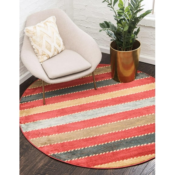 Rugs.com Kashkuli Gabbeh Collection Rug – 6' Round Multi Medium Rug Perfect For Kitchens, Dining Rooms
