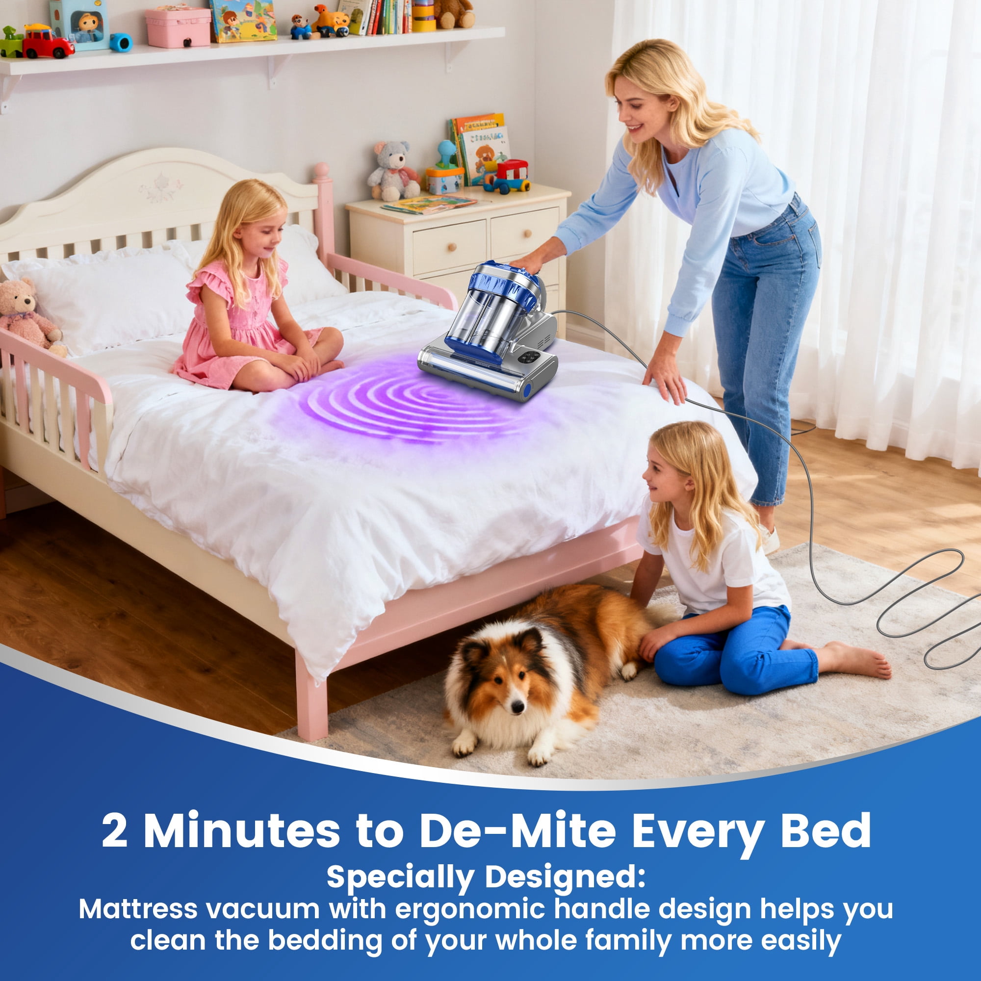 INSE Handheld Vacuum, 253.7nm UV-C Light Bed Vac Cleaner with HEPA Filter for Mattress Sofa Cirb Bed