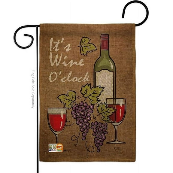 Breeze Decor BD-WI-G-117033-IP-DB-D-US14-BD 13 x 18.5 in. Its Wine Burlap Happy Hour & Drinks Impressions Decorative Vertical Double Sided Garden Flag