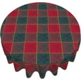 thumbnail image 2 of Red and Green Christmas Plaid Round Tablecloth 60 Inch Plaid Printed Fabric Table Cloth Decor Washable Polyester Fabric Holiday Winter Table Cover for Home Kitchen Outdoor Party, 2 of 6
