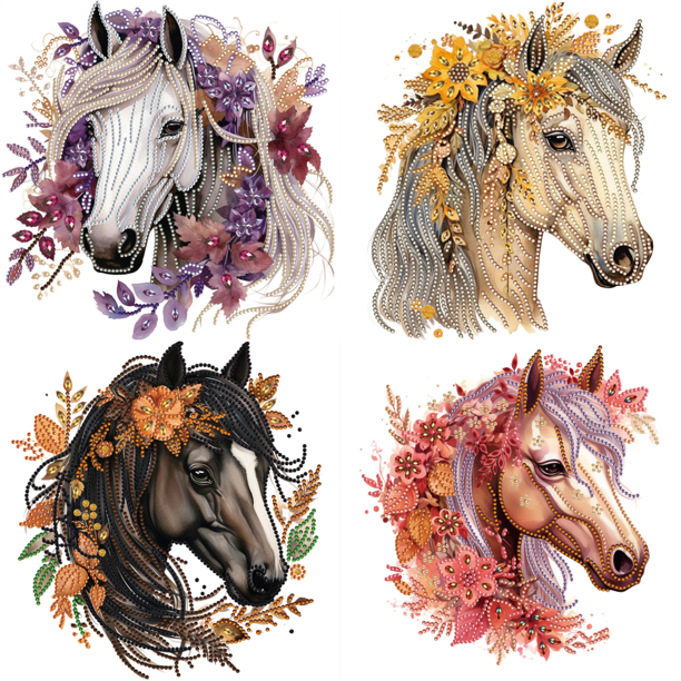5D DIY Con Forma Especial Parcial Caballo Pelo Largo 30x30cm