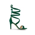 thumbnail image 3 of BLISSFUL STEP Women's Open Toe Stiletto Heeled Lace up Solid Sandals Green 10, 3 of 7
