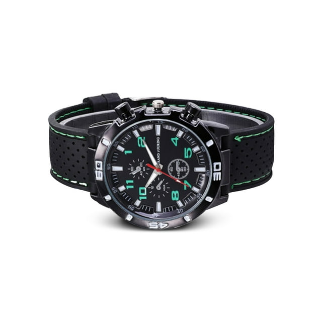Sonducket Reloj de cuarzo con superficie de espejo de plástico para hombre, reloj de con carcasa de aleación para deportes de negocios, hebilla Relojes Verde