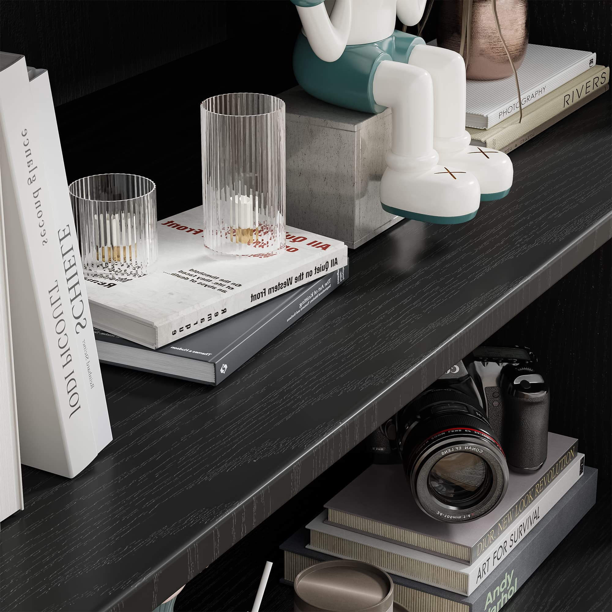 MAYEERTY 3-Shelf 16*31*36"Black Wood Grain Bookcase with Adjustable Shelves, Durable Storage for Home or Office
