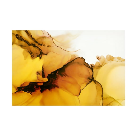 Canvas Wall Art - Tom Quartermaine 'Yellow Abstract Alcohol Ink' Wall Art for Living Room, Bedroom, or Office Décor by Trademark Fine Art - 19 x 12 Inches