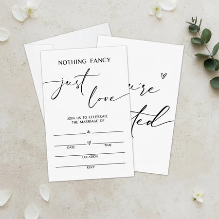 Minimalism White Wedding Invitation with Envelopes, Blank Invites Cards for Bridal Shower, Wedding Celebration Invites for Newlyweds Mr & Mrs