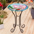thumbnail image 2 of Hummingbird Birdbath Glass Bowl with Stand - Outdoor Garden Decor for Birds, 2 of 9