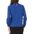 thumbnail image 3 of INSPIRE CHIC Fall Winter Stand Collar Chiffon Blouse for Women's Long Sleeve Business Casual Work Shirt L Royal Blue, 3 of 6