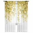 thumbnail image 3 of ERUNPONLY Yellow Eucalyptus Leaves Sheer Curtains 63 Inch Length 2 Panels Set, Spring Floral Summer Botanical Voile Window Treatment Curtains Sheers Drapes for Bedroom/Living Room/Kitchen 52x"63"x2, 3 of 7