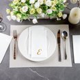 thumbnail image 4 of Luxenap Rectangle Gold Letter E White Paper Linen-Feel Guest Towel / Napkin - Air Laid, Cursive Font - 15 3/4" x 8" - 2000 count box, 4 of 10