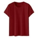 thumbnail image 4 of Blusas Umfun para mujer, color liso, cuello redondo, manga corta, blusa informal versátil, color vino, talla M, 4 of 4