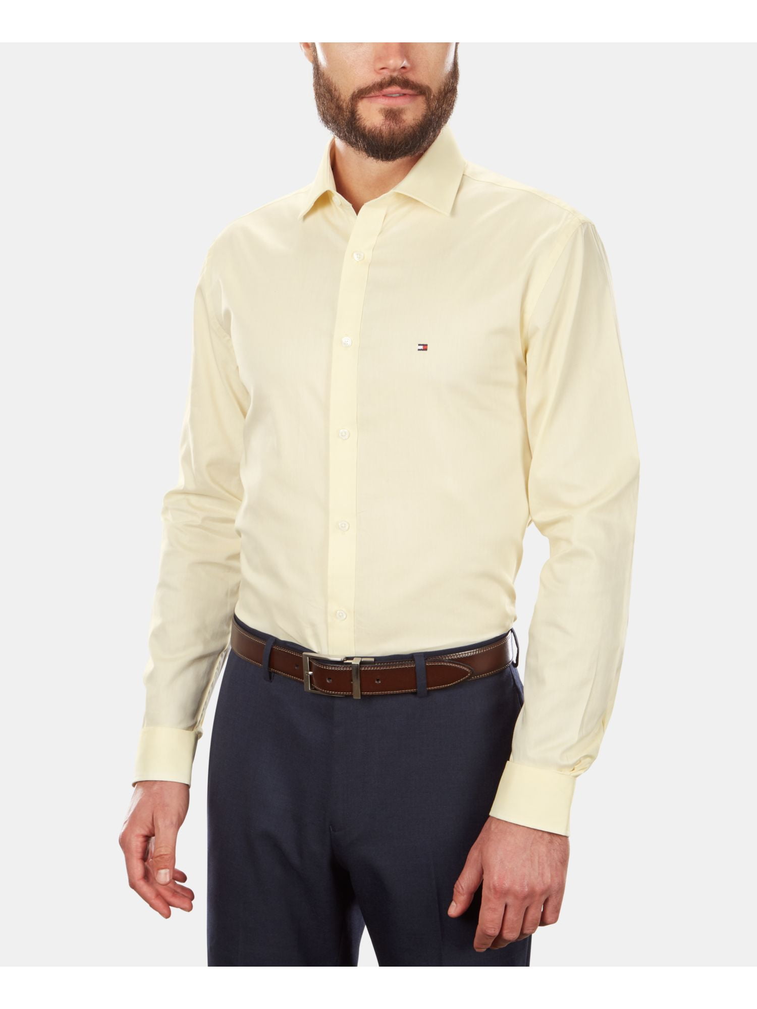 tommy hilfiger yellow dress shirt