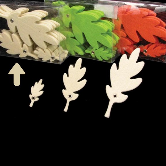 Club Pack of 144 Ivory White Fuzzy Felt Autumn Leaves Assortment 3"