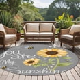 thumbnail image 5 of Round Area Rug 5ft,Letters You Are My Sunshine Washable Carpet Non-Slip Runner Accent Rugs Indoor Floor Mat for Bedroom Living Room Decor,Pastoral Sunflowers on Gray, 5 of 9