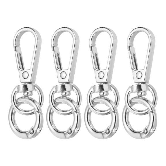 Uxcell 4Pack Swivel Clasp Clip, 2" Snap Hook with O Spring Ring Metal Double Opening Key Chain Clip Lobster Claw Clasps for DIY Crafts Bags Jewelry Lanyards, Silver