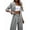 Grey, variant on Women'S Two-Piece Suit Jacket Striped Cropped Lapel Suit Jacket High Waist Wide Leg Work Pants Business Suit Grey L