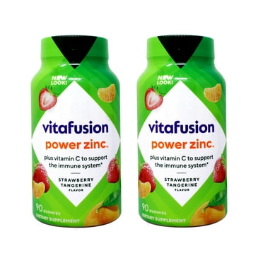 2 Pack - Vitafusion Power Zinc Gummy Vitamins, Strawberry Tangerine Flavored Immune Support, 90 Count