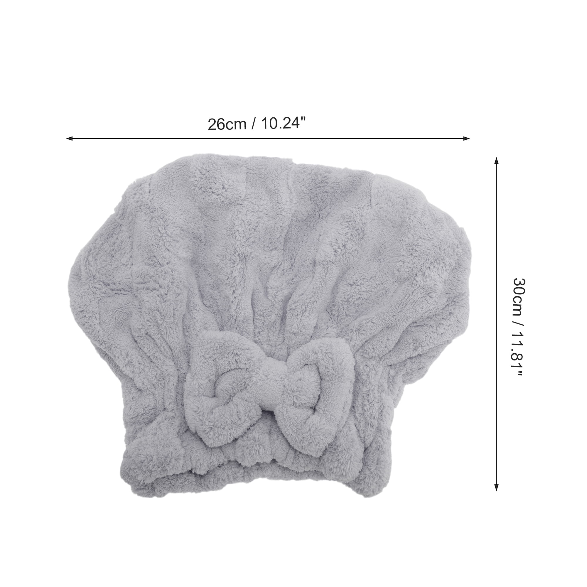 Unique Bargains 1pc Soft Bow Hair Towel for Effective Hair Drying 0.24"x 11.81" Gray