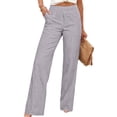 thumbnail image 5 of FNFYFH Cotton Linen Pants for Women High Waist Pull On Straight Leg Pants Loose Fit Work Slacks, 5 of 8