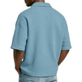 thumbnail image 3 of GrmtClth Waffle Knit Polo Shirts for Men Lightweight Short Sleeve Tops Basic Collared T-Shirt Trend with Pocket Clothes Solid Light Blue 3XL, 3 of 5