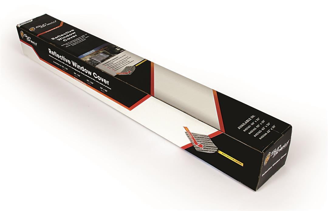Camco Camper/RV Reflective Window Cover | Reduce Temperatures in Trailers | Features a Lightweight Flexible Design & Measures 50-Inches x 26-Inches (45161)