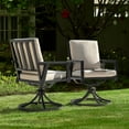 thumbnail image 5 of Nuu Garden Outdoor Swivel Chairs Set of 2, Dining Chairs with Powder-Coated Aluminum Frame for All Weather, Hollow Slatted Seat with Padded Cushions, Black and Gray, 5 of 9