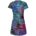 thumbnail image 2 of Palm Fronds Tropical Black Juniors V-Neck Beach Cover-Up Dress, 2 of 2