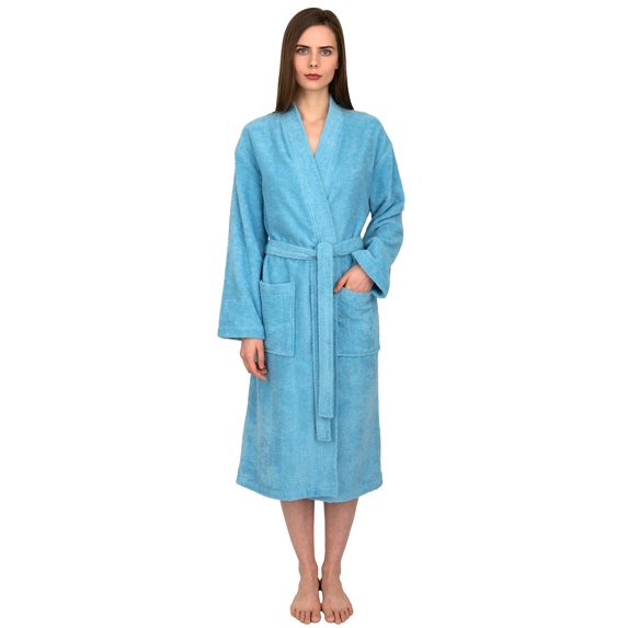 TowelSelections Womens Robe, Premium Cotton Bathrobe, Spa Terry Cloth Robes for Women Large/X-Large Air Blue