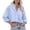 1—Light Blue, variant on Alun Womens Button down Cropped Shirts Long Sleeve Casual Crop Tops Solid Color Lapel Blouse Shirt with Chest Pocket Lightweight Soft Comfort Summer Clothes 2—White XL
